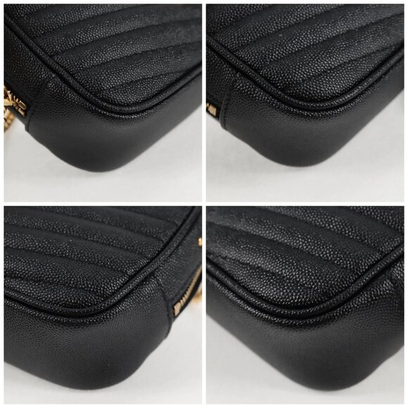 SAINT LAURENT Chain Lou Mini Shoulder Bag Leather Black Gold Auth yk18547A - Picture 16 of 16